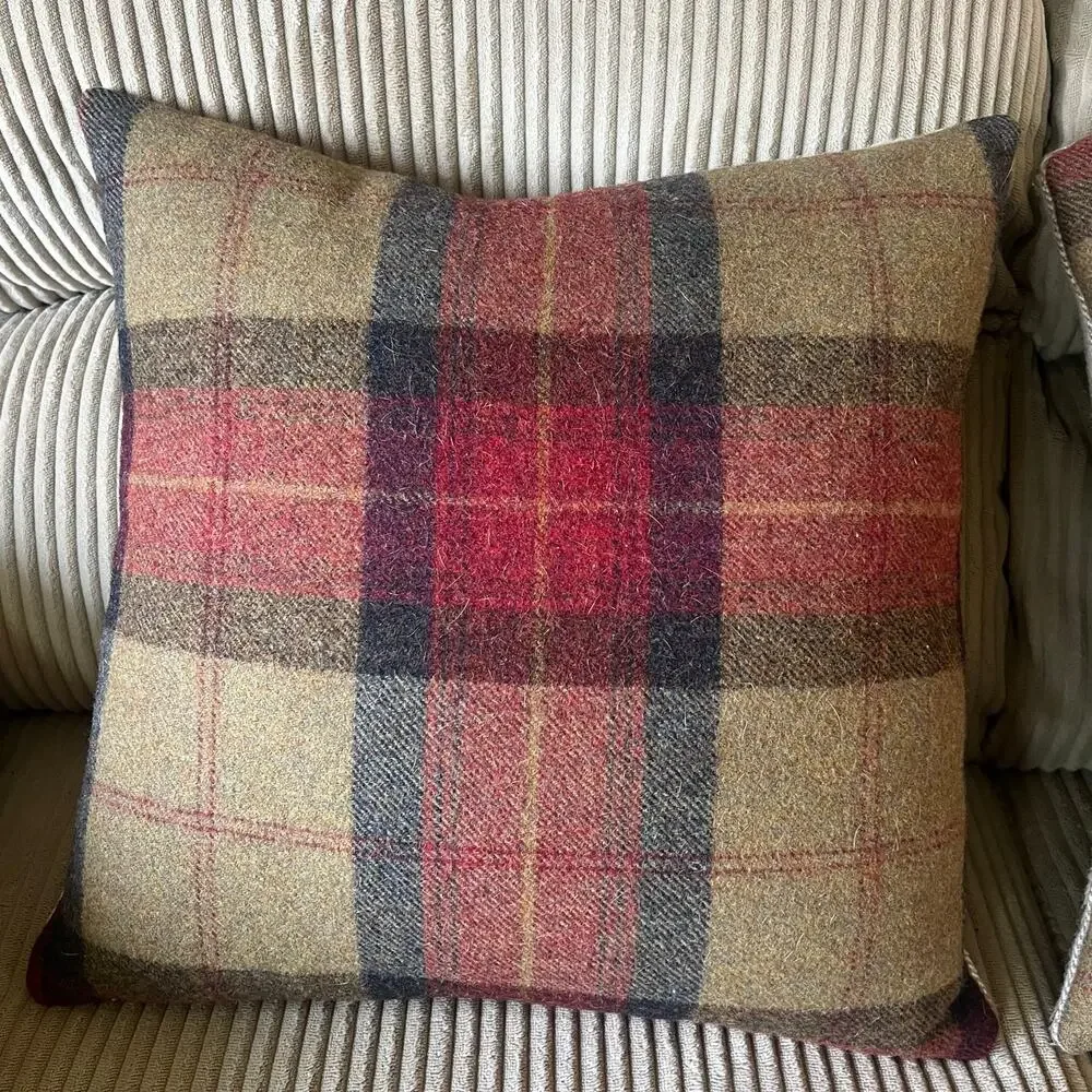 Rustic Tartan Plaid Throw Pillow Set 2 18x18 Down Feather Cabin Lakehouse Decor